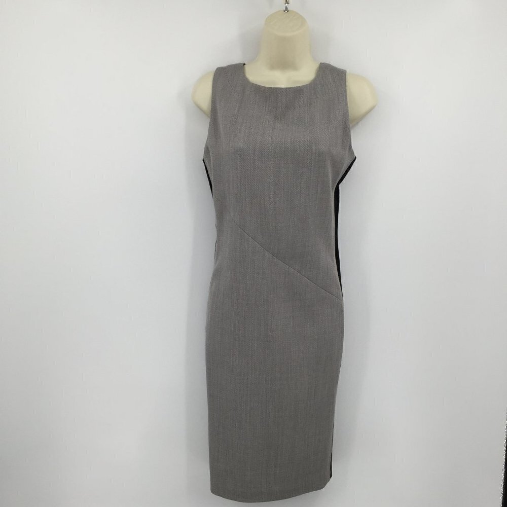 DVF Diane von Furstenberg Leigh Woven twill gray black dress sheath new 10